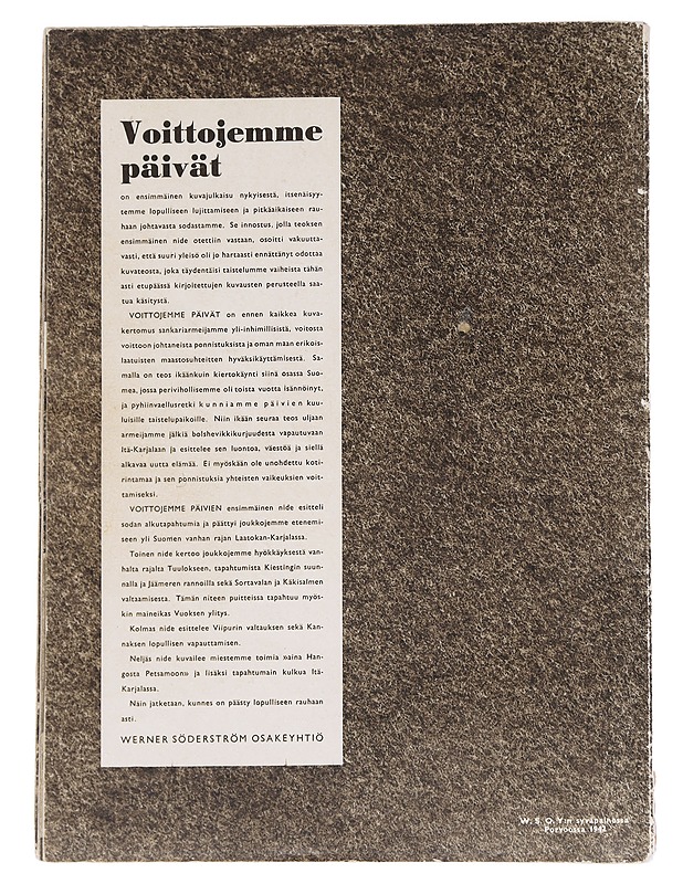 Voittojemme päivät, kuvateos Suomen sodasta 1941, 2. nide - SA TK - Historiakirjat - 10105627848 - 1