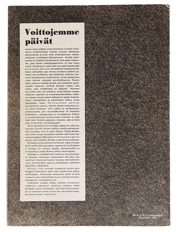 Voittojemme päivät, kuvateos Suomen sodasta 1941, 4. nide - Suomen armeijan TK-miehet - Historiakirjat - 10105627852 - 1
