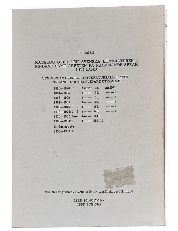 Katalog över den svenska litteraturen i Finland 1933-1938 - Ölander, Dolly - Tietokirjat ja oppaat - 10105627912 - 1