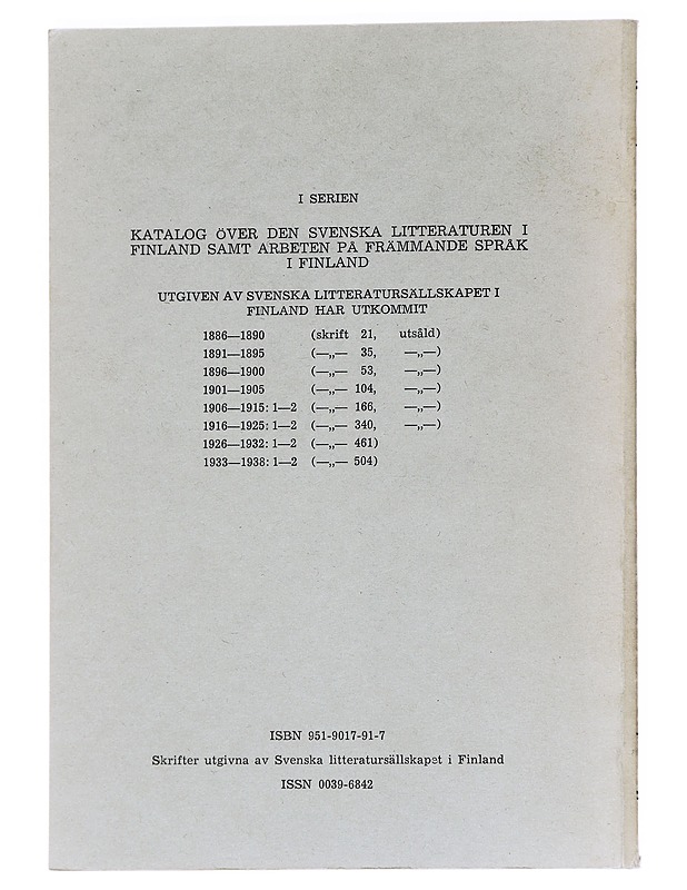 Katalog över den svenska litteraturen i Finland 1933-1938 II - Ölander, Dolly - Tietokirjat ja oppaat - 10105627917 - 1
