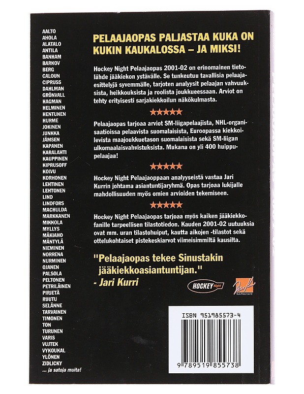 Jääkiekon pelaajaopas 2001-02 : Hockeynight - Harrastekirjat - 10105628624 - 1