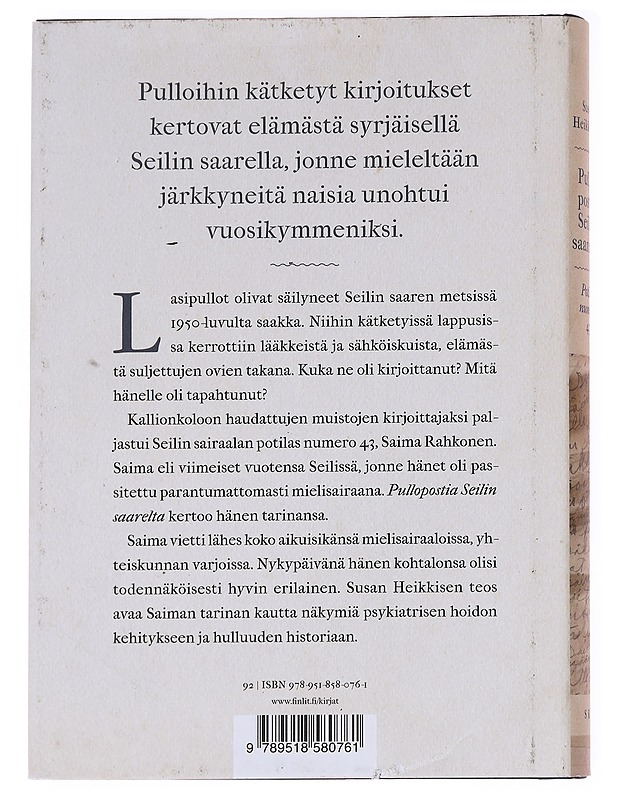Pullopostia Seilin saarelta - Susan Heikkinen - Historiakirjat - 10105629084 - 1