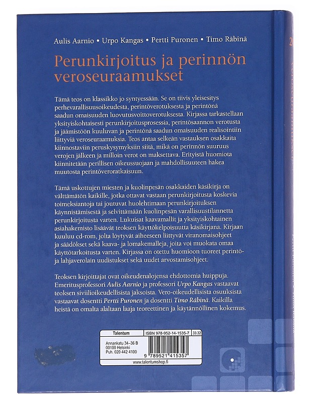 Perunkirjoitus ja perinnön veroseuraamukset - Aulis - Tietokirjat ja oppaat - 10105629188 - 1