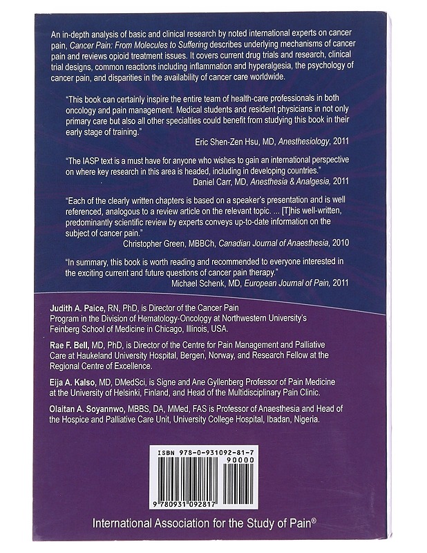 Cancer pain: From Molecules to Suffering - Tietokirjat - 10105629217 - 1