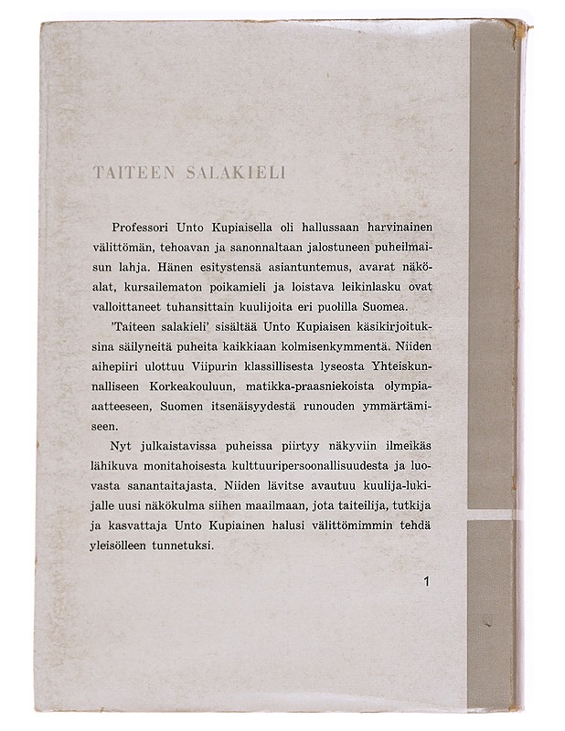 Taiteen salakieli  - Unto Kupiainen - Taide- ja kulttuurikirjat - 10105629470 - 1