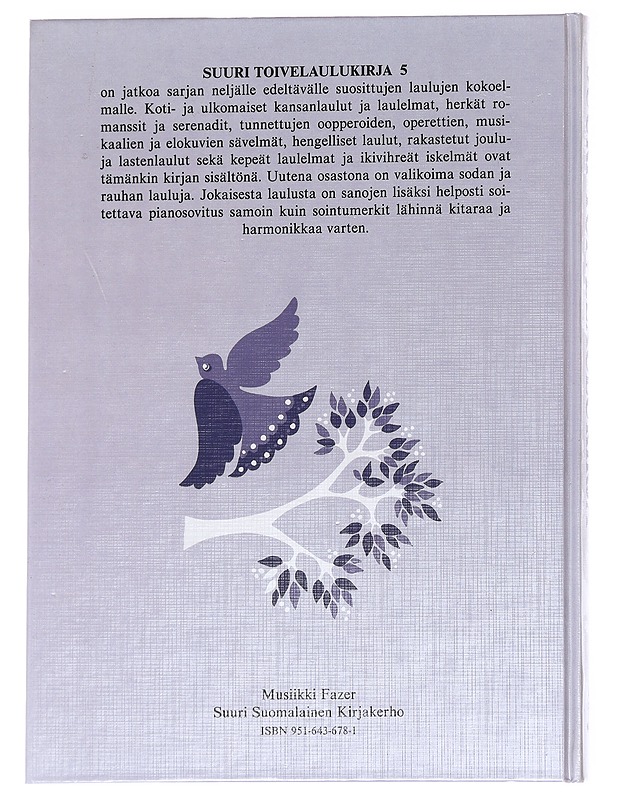 Suuri toivelaulukirja. 5 - toim. Aapeli Vuoristo - Musiikki- ja elokuvakirjat - 10105629563 - 1