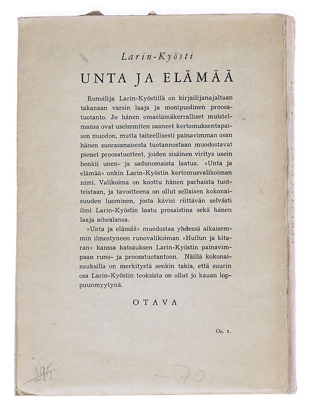 Unta ja elämää - Larin-Kyösti - Romaanit ja novellit - 10105629650 - 1