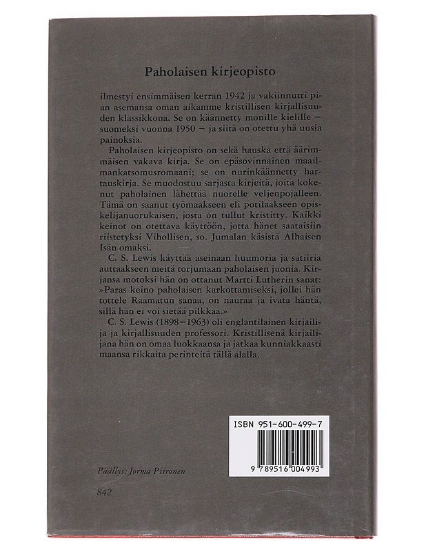 Paholaisen kirjeopisto - Lewis, C. S. - Romaanit ja novellit - 10105629686 - 1