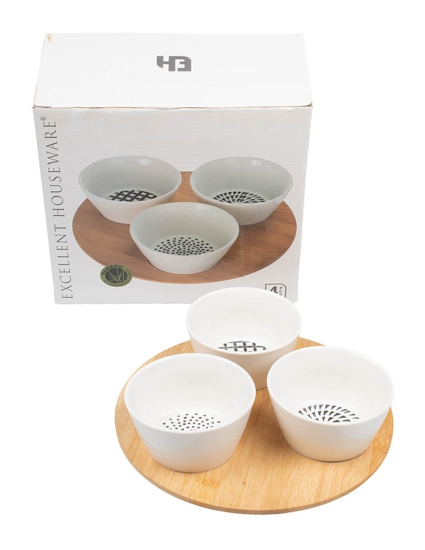 EXCELLENT HOUSEWARE tarjoilusetti, 4 osaa - Lautaset ja kulhot - 10105630003 - 0