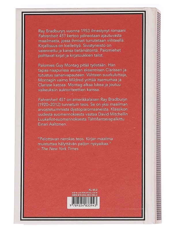 Fahrenheit 451 - Bradbury, Ray - Kirja lahjaksi - 10105630044 - 1