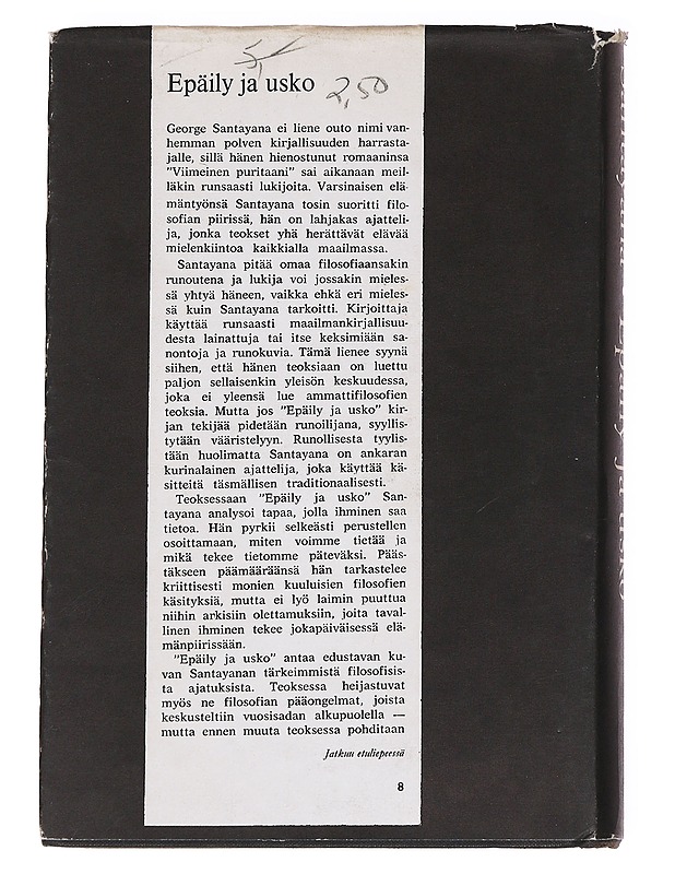 Epäily ja usko - George Santayana - Romaanit ja novellit - 10105630068 - 1