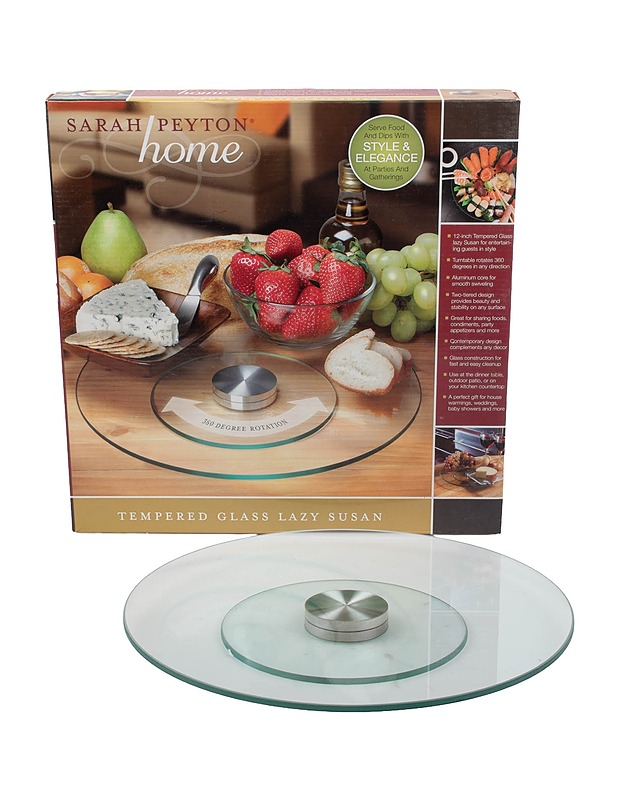 SARAH PEYTON HOME Tempered Glass Lazy Susan pyörivä tarjoilualusta - Tarjoiluastiat - 10105630141 - 0