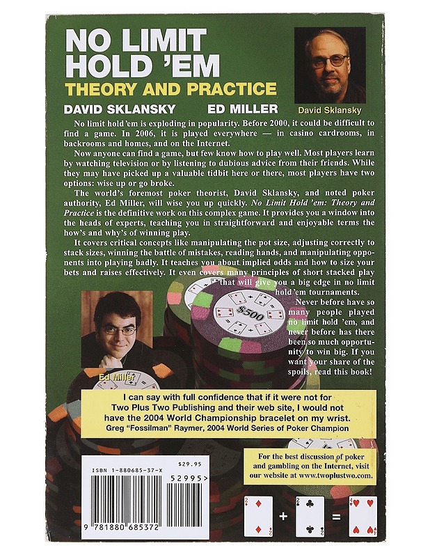 No limit hold'em : theory and practice - Sklansky, David - Harrastekirjat - 10105630752 - 1