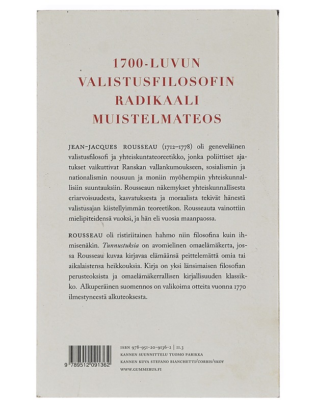Tunnustuksia / valikoima otteita - Rousseau, Jean-Jacques - Tietokirjat - 10105630831 - 1