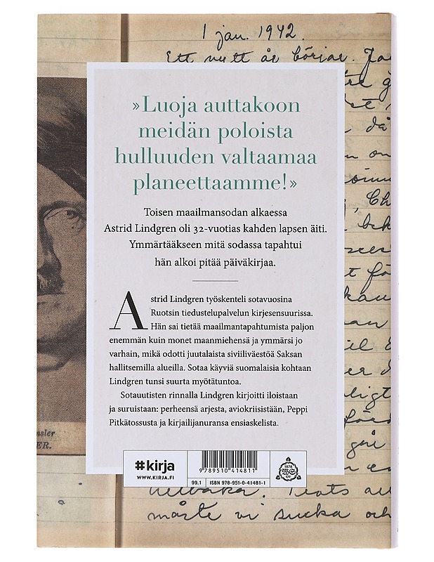 Sotapäiväkirjat 1939-1945 - Lindgren, Astrid - Historiakirjat - 10105630846 - 1