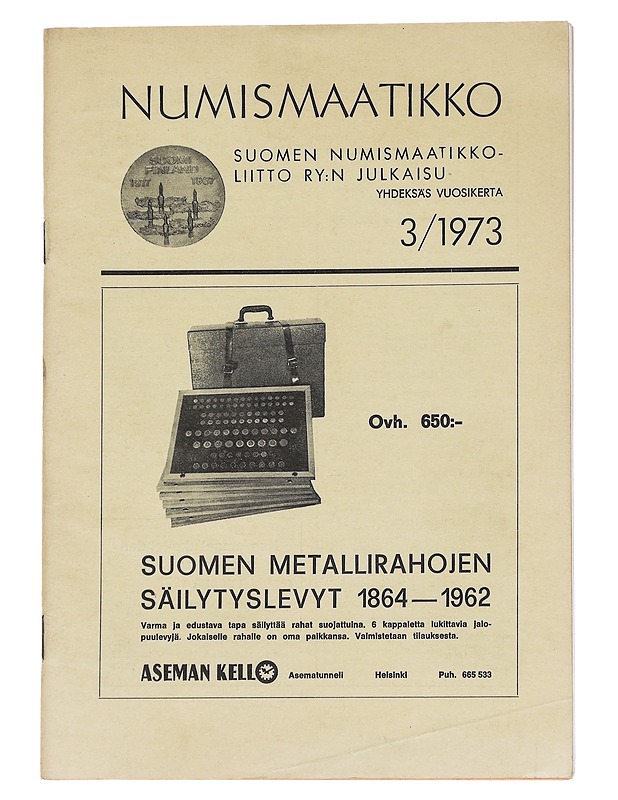 Numismaatikko N:o 3/1973 - Lehdet - 10105630859 - 0