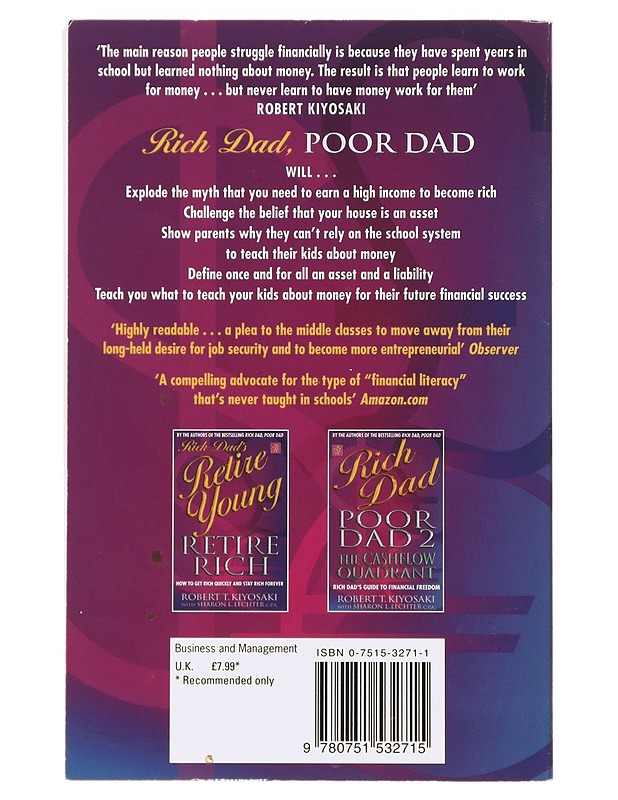 Rich dad, poor dad : what the rich teach their kids about money - Kiyosaki, Robert T. - Tietokirjat ja oppaat - 10105631048 - 1