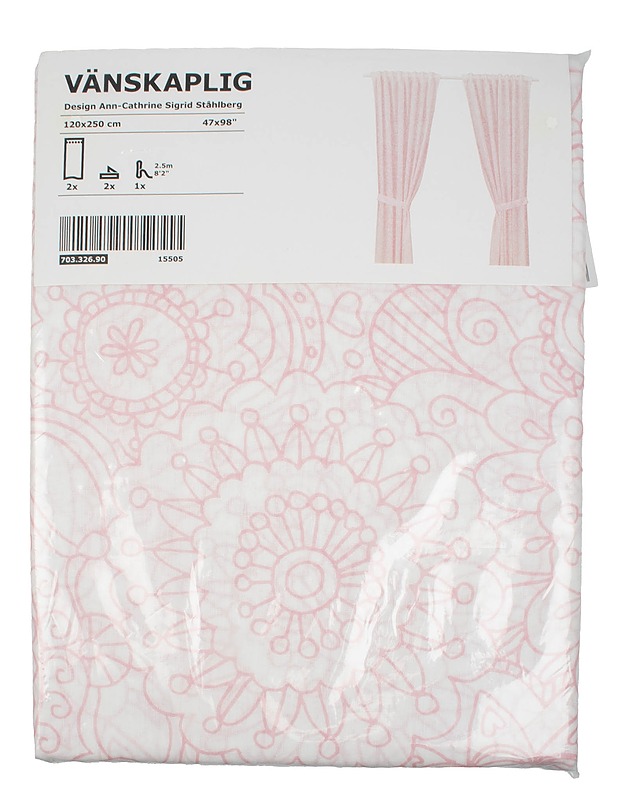 IKEA VÄNSKAPLIG verhot, 120 x 250 cm - 2 kpl - Verhot ja kapat - 10105631089 - 0