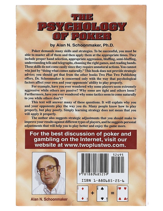 The Psychology Of Poker - Alan N. Schoomaker  - Tietokirjat ja oppaat - 10105631309 - 1