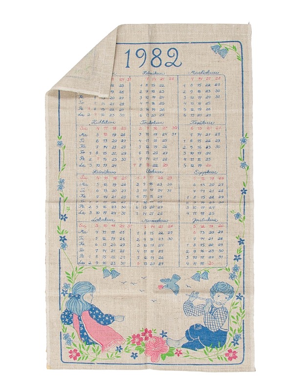 Vintage 1982 Kalenteripyyhe, 43 x 71 cm - Pyyhkeet - 10105632100 - 0