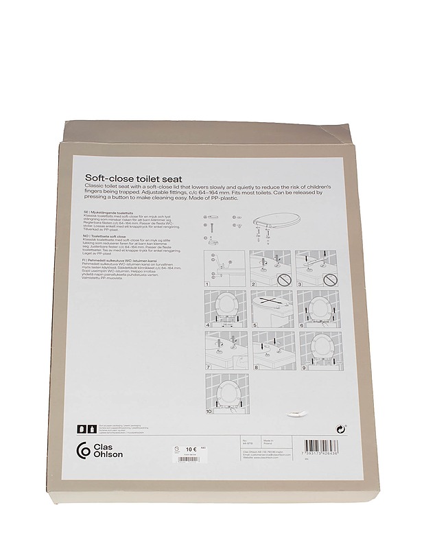 CLAS OHLSON -pehmeästi sulkeutuva WC-istuimen kansi - Rakennustarvikkeet - 10105632178 - 1
