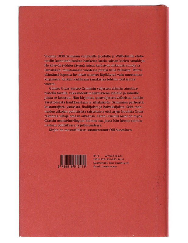 Grimmin sanat  - Grass, Günter - Elämäkerrat ja muistelmat - 10105632194 - 1
