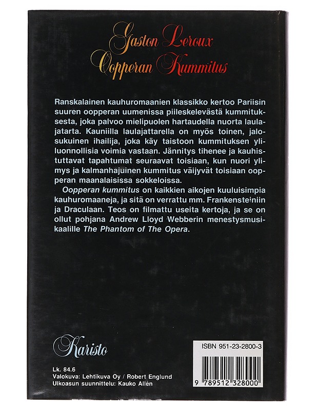 Oopperan kummitus - Leroux, Gaston - Romaanit ja novellit - 10105632232 - 1