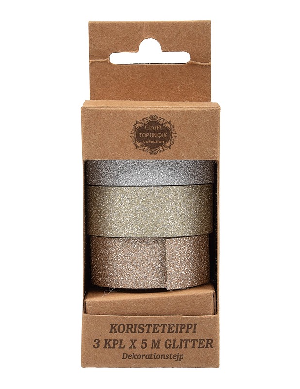 CRAFT COLLECTION glitterikoristeteippi, 3 rll/pkt - Askartelu - 10105632336 - 0