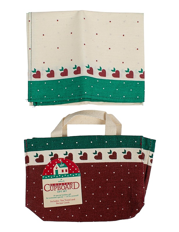 COUNTRY CUPBOARD lahjasetti pyyhe ja kassi, 42 x 67 cm + 21 x 15 cm - Joulutuotteet - 10105632421 - 0