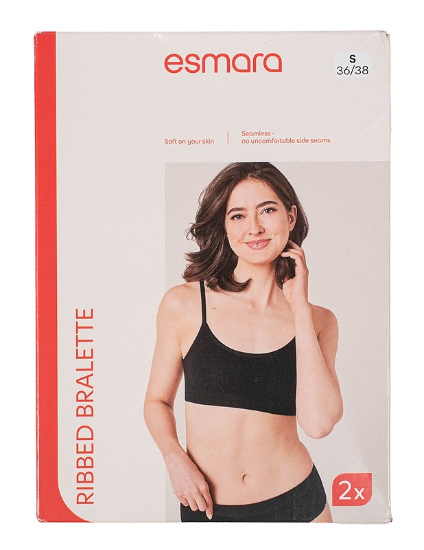 ESMARA Ribbikankaiset rintaliivit, S / 36-38 - 2 kpl - Alusvaatteet - 10105632713 - 0