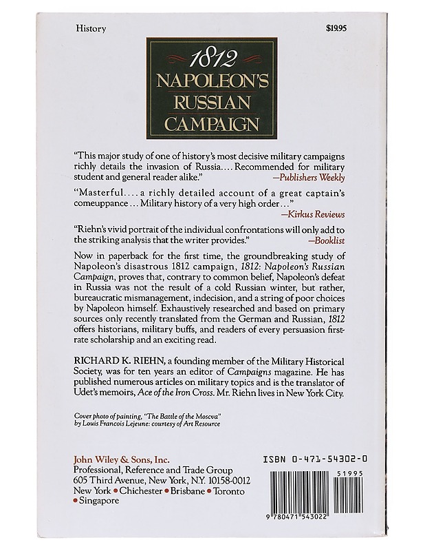 1812 : Napoleon's Russian campaign - Richard K. Riehn - Tietokirjat - 10105632912 - 1