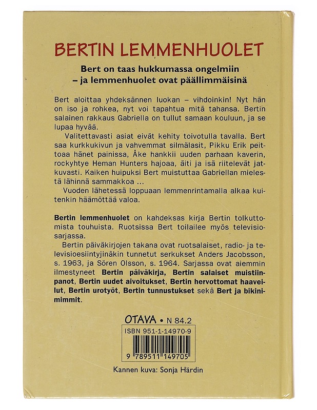 Bertin lemmenhuolet - Jacobsson, Anders - Nuorten kirjat - 10105633502 - 1
