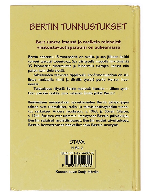 Bertin tunnustukset - Jacobsson, Anders - Nuorten kirjat - 10105633524 - 1