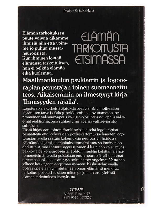 Elämän tarkoitusta etsimässä - Frankl, Viktor E. - Tietokirjat ja oppaat - 10105633876 - 1