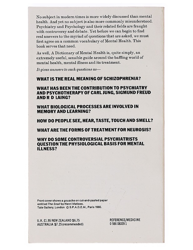 The dictionary of mental health - Richard B. Fisher - Tietokirjat ja oppaat - 10105633999 - 1