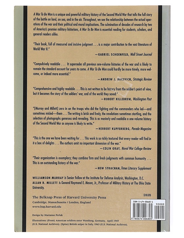 A War to Be Won - Murray, Williamson - Historiakirjat - 10105634166 - 1