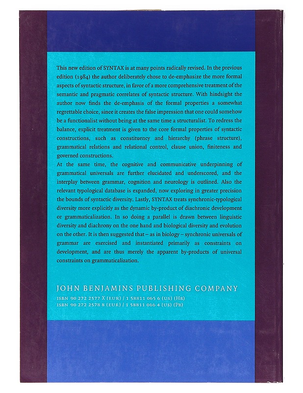Syntax : An Introduction (Volume I) - T. Givón - Tietokirjat ja oppaat - 10105634694 - 1