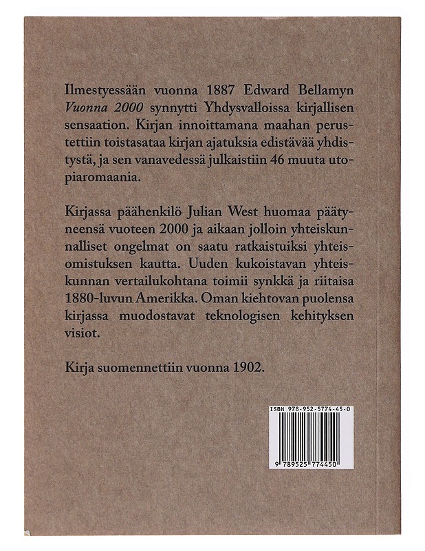 Vuonna 2000 : katsaus vuoteen 1887 - Bellamy, Edward - Romaanit ja novellit - 10105634711 - 1