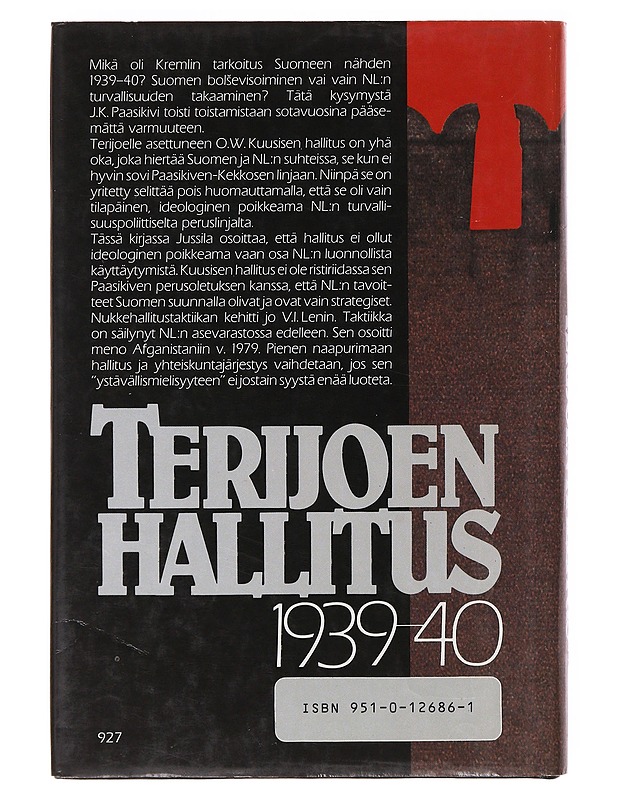 Terijoen hallitus 1939-40 - Osmo Jussila - Historiakirjat - 10105634895 - 1