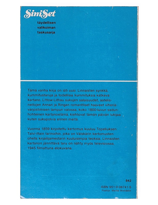 Linnaisten kartanon vihreä kamari - Topelius, Zacharias - Romaanit ja novellit - 10105634918 - 1