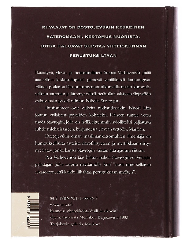 Riivaajat - Dostojevski, F. M. - Romaanit ja novellit - 10105635051 - 1