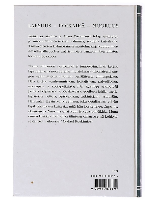 Lapsuus, poikaikä, nuoruus - Tolstoi, Leo - Romaanit ja novellit - 10105635156 - 1