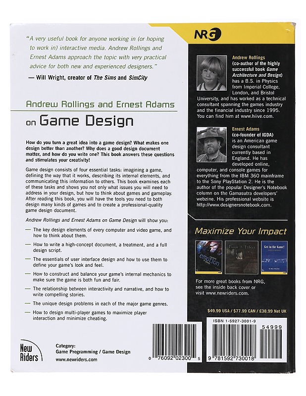 Andrew Rollings and Ernest Adams on game design - Rollings, Andrew - Romaanit ja novellit - 10105635284 - 1