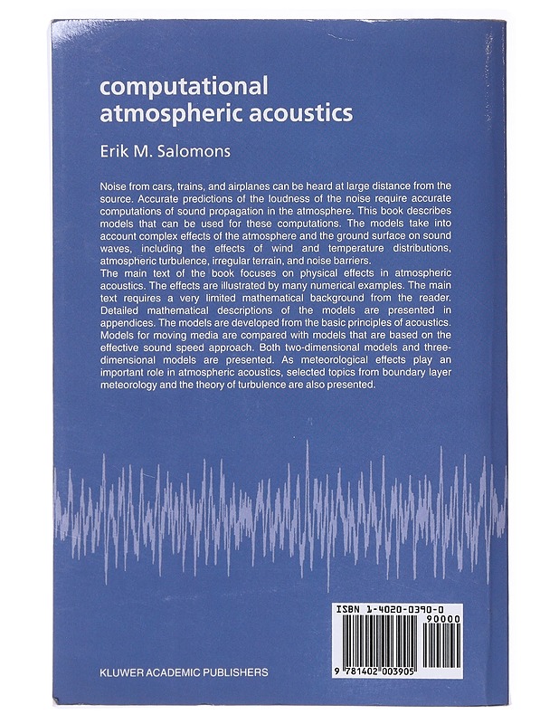 Computational atmospheric acoustics - Erik M. Salomons - Tietokirjat ja oppaat - 10105635806 - 1