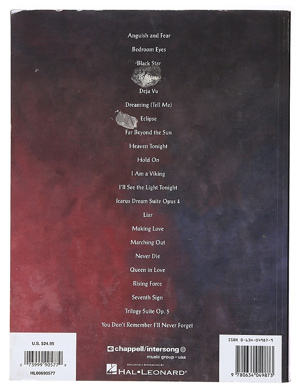 Yngwie Malmsteen anthology - Malmsteen, Yngwie - Musiikki- ja elokuvakirjat - 10105635832 - 1