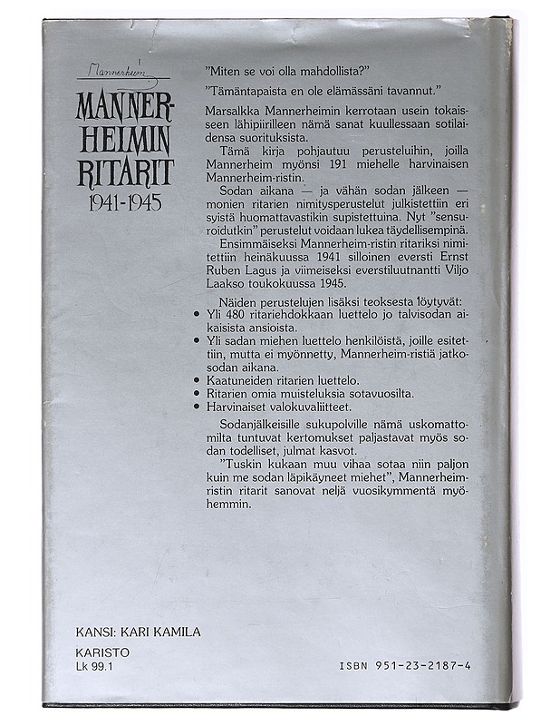 Mannerheimin ritarit - Aromäki, Juhani - Historiakirjat - 10105635957 - 1