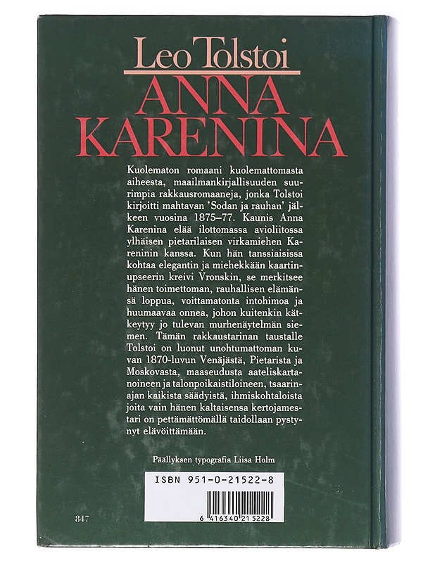 Anna Karenina - Tolstoi, Leo - Romaanit ja novellit - 10105635968 - 1