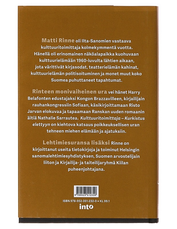 Kulttuuritoimittaja kurkistus elettyyn - Matti Rinne  - Tietokirjat - 10105636106 - 1