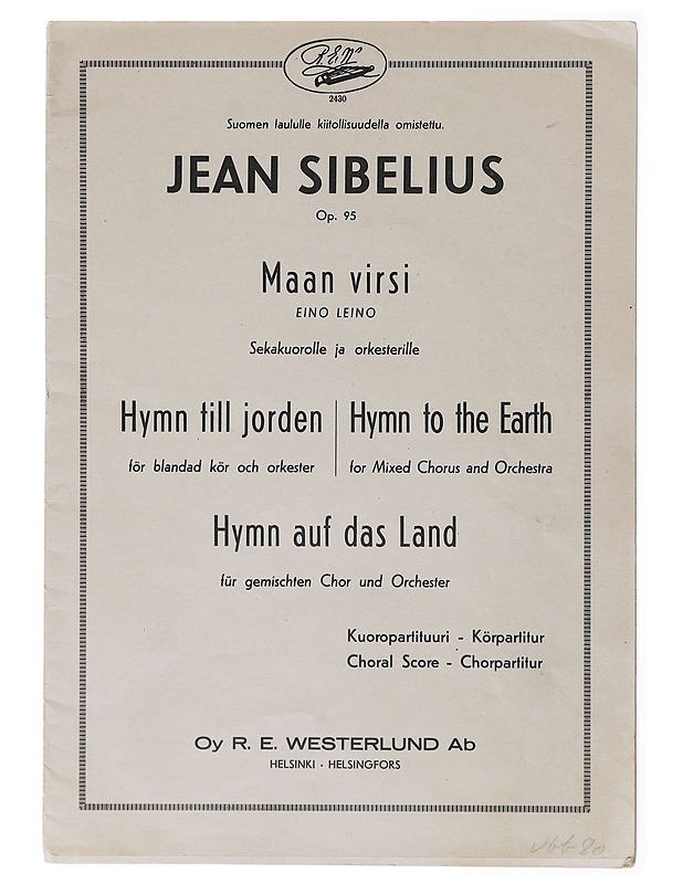 Maan virsi -teoksen (Op. 95) - Jean Sibelius - Historiakirjat - 10105636177 - 0