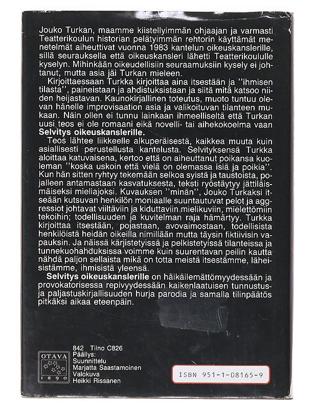 Selvitys oikeuskanslerille - Jouko Turkka - Elämäkerrat ja muistelmat - 10105636247 - 1